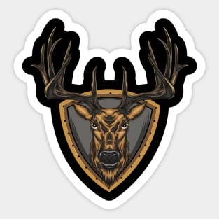 Deer head on the shield Sticker